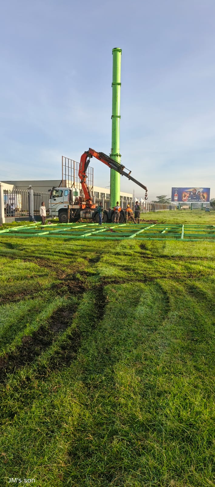 Steel advertising structure installation